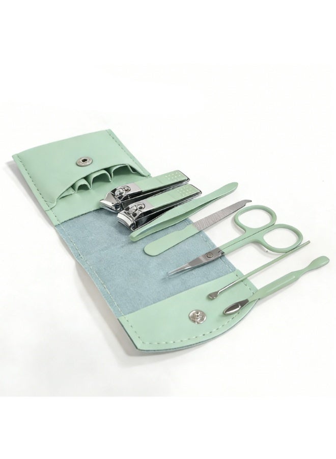 Portable 7-Piece Manicure Set, Leatherette Case with Stainless Steel Nail Clippers, Scissors, Ear Pick, Professional Grooming Kit - Image 4